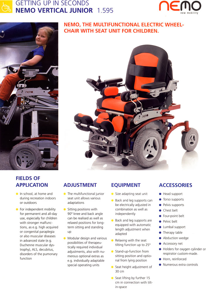 Nemo Vertical Junior - Multifunctional Electric Wheelchair For Children